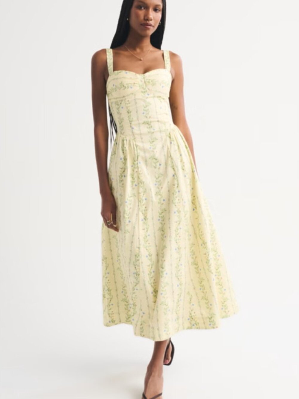 Abercrombie Pastel Yellow Bra-Free Dipped-Waist Maxi Dress XSP - Picture 2 of 7